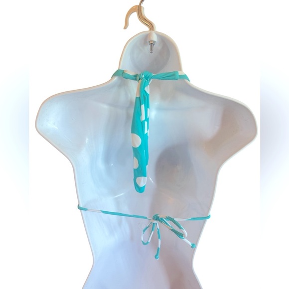 Victorias Secret White Polka Dot Halter Bikini Top Turquoise Womens Size Large - Picture 3 of 8